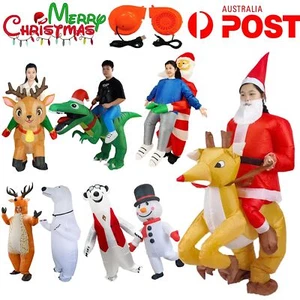 Christma Inflatable Costume Adults Xmas Suit Standup Santa Claus Snowman Penguin - Foto 1 di 20