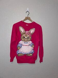 1980s Women's Pannill Easter Bunny Rabbit Pink Sweatshirt Crewneck 80s VTG L Lar