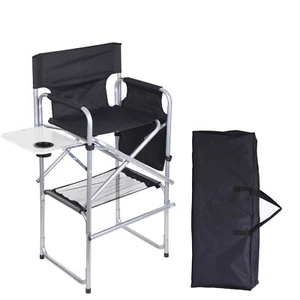 Tall Directors Chair Aluminum Folding Chair Outdoor Indoor With Cup Holder New - Picture 1 of 10