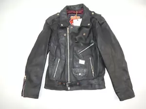 VINTAGE MOTORCYCLE BLACK LEATHER RIDING WOMEN JACKET AMERICAN EAGLE SIZE XL - Picture 1 of 13