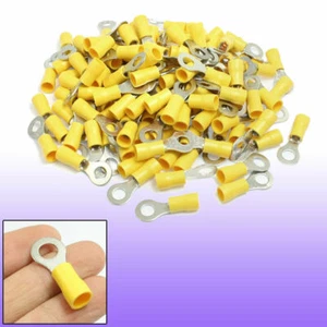 200 Pcs RV5.5-6 AWG 12-10 Yellow Sleeve Pre Insulated Ring Terminals Connectors - Picture 1 of 4