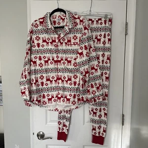 Hanna Anderson Reindeer Christmas Pajamas Size Large Read Excellent Condition - Picture 1 of 6