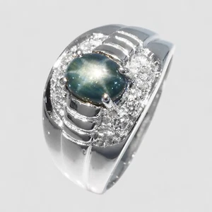 Stupendous Blue Star Sapphire 1.45Ct 925 Sterling Silver White Gold Plated Rings - Imagen 1 de 9