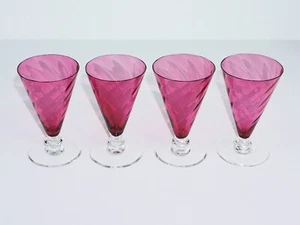 F. SCHMIDT GARDA ROSE SWIRL OPTIC 6 OZ VASOS DE JUGO DE CÓCTEL - JUEGO DE 4 - Imagen 1 de 4
