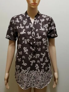 Nursing Scrub Top by UA Scrubs in Floral Brown US M pre owned - Picture 1 of 5