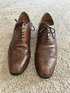 Mens Express Cambridge Brown Leather Wingtip Brogue Dress Shoes Size 12 - Picture 1 of 7
