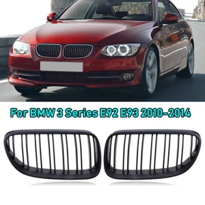 Matte Black fits BMW E92 E93 06-09 Coupe M3 Front Kidney Twin Fins Grille Grill - Picture 1 of 6