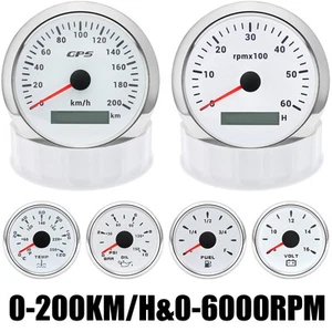 85MM Velocímetro GPS Blanco 0-200KM/H&Tacho 0-6000RPM - Imagen 1 de 22