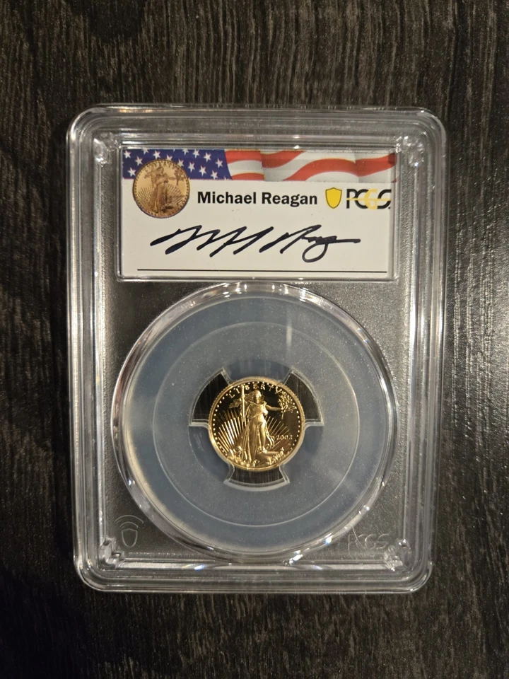 2002 W Gold $5 Reagan Legacy Signed 1/10 oz Proof American Eagle PCGS PR 69 DCAM - Image 1 of 2