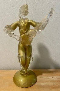 1950’s Murano 24K Gold Powder Venetian Goldoni Courtesan Dancer Guitar Figure - Picture 1 of 8