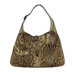 Gucci Vintage Beige Python Snakeskin Leather Large Jackie Hobo Shoulder Bag - Picture 1 of 9