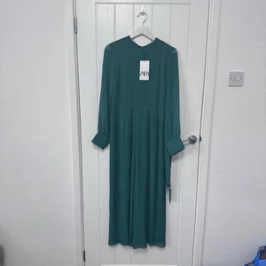 Zara Green Jumpsuit With Pleated Legs Long Sleeve Size S NWT RRP£49.99 - Picture 1 of 13