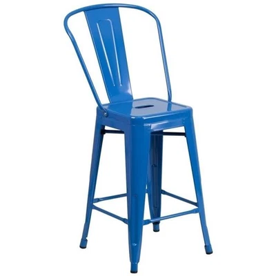 Flash Furniture 24" Metal Counter Stool in Blue - Image 1 of 4