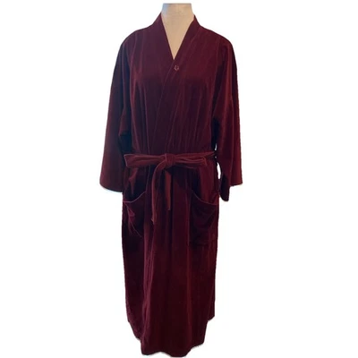 Винтажный Christian Dior Monsieur один размер халат велюр бордовый длинный - Изображение 1 из 4