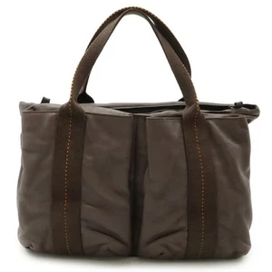 HERMES Caravan Horizontal MM Tote Bag Veauderma Leather Dark Brown... GZl19d5s - Picture 1 of 10