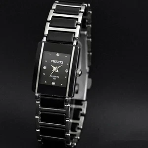 Marken Damenuhr Elegant Schwarz Keramik Schlicht Minimalismus Klein Schmal - Bild 1 von 6