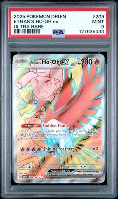 2025 POKEMON DRI EN-DESTINED RIVALS ULTRA RARE #209 ETHAN'S HO-OH EX PSA 9 - Image 1 of 2
