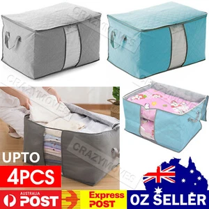 Clothes Quilt Blanket Storage Bag Fabric Organizer Foldable Zipper Cover Bag VIC - Picture 1 of 16