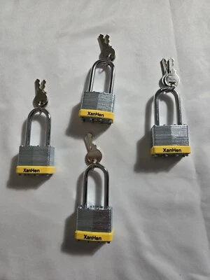 Hardened Steel Padlocks 4 Pack All Keyed Alike Extended Clasp Heavy-Duty  - Image 1 of 4