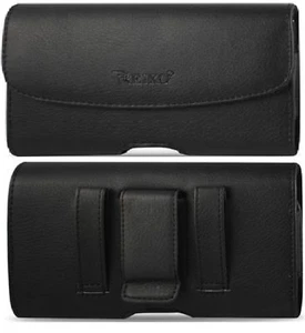 Flip Phone Small Leather Holster/ Case with Belt Loop & Clip For LG B470 & B460 - Picture 1 of 12