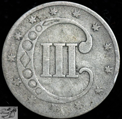 1853 Trime, Three Cent Silver, Type 1, Good+ Condition, Free Shipping, C6427 Cover