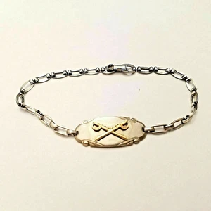 Vintage FCC Sterling Silver Crossed Sword Chain Link Bracelet Signed Forstner - Picture 1 of 7