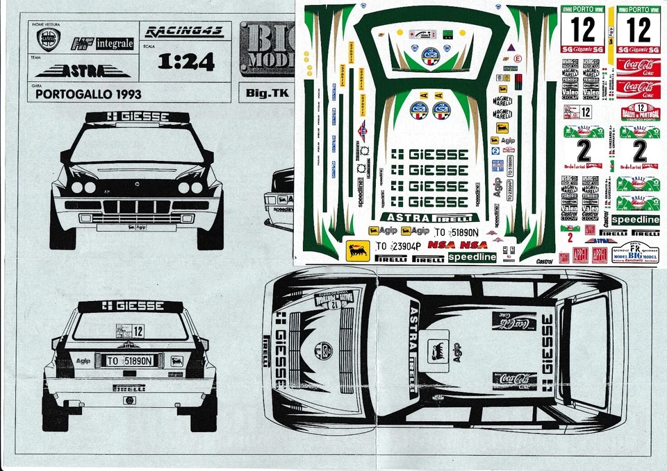 Decal 1/24 Lancia delta ASTRA Rally Porto-Ciocco'93  BIG24K001 Racing 43 - Immagine 1 di 1