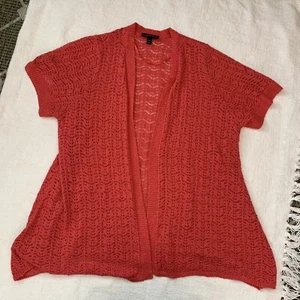 Cárdigan Lane Bryant Crochet Manga Corta Frente Abierto Talla 22/24 Rosa Coral Oscuro - Imagen 1 de 7