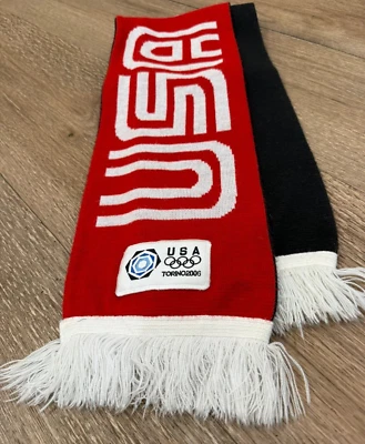 Cachecol vintage da equipe olímpica dos EUA Torino 2006 Jogos de Inverno por Raízes Item de Colecionadores - Imagem 1 de 4