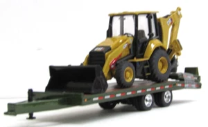 DCP 1:64 *grün* Tandemachse Biberschwanzanhänger Anhänger mit Cat Baggerlader NEU ohne Karton - Bild 1 von 4