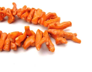 30-50mm Branch Natural Orange Coral Beads for Jewelry Making DIY Strand 15" - Picture 1 of 16
