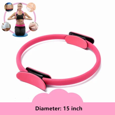BEAUTYUNION Pink Fitness Exerciser Pilates Ring Yoga Circle Body Trainer Plasticity 15 inch