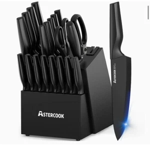 Knife Set, 21 Pcs Knife Sets for Kitchen with Block, Dishwasher Safe - Picture 1 of 7