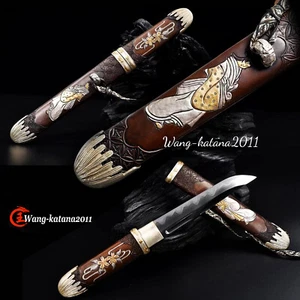Hogun Tanto Latón + Oro 18K Arcilla Templado Acero Plegado Espada Corta Japonesa - Imagen 1 de 10