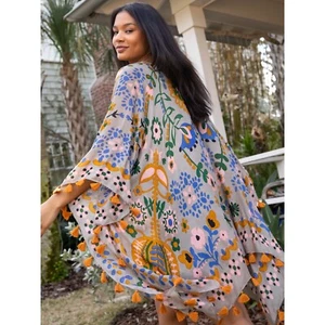 Natural Life Kimono Tassel Open Front Bohemian Festival One Size L2 - Picture 1 of 4