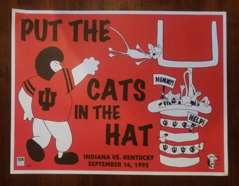 VINTAGE 1995 Indiana University Hoosiers Football Week Poster-Kentucky Wildcats Cover