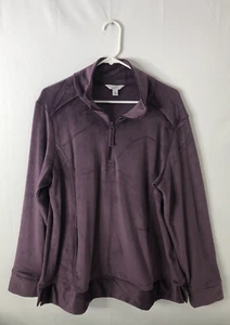 Croft & Barrow XL purple ultra soft fleece pullover sweatshirt 1/4 zip pockets - Picture 1 of 7