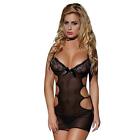 Sunspice Sexy Floral Babydoll Chemise Mesh Lingerie OSFM Black 71104 FAST! AN