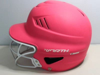 Máscara de casco de bateo de softbol lanzamiento rápido Worth 60 MPH rosa blanco Foto 1 de 4