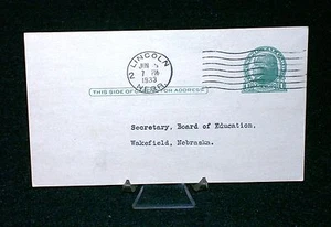 University of Nebraska Wakefield High School Postcard 1933 Accreditation Verify - Picture 1 of 3