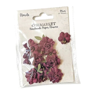 49 and Market Flowers FLORETS - Plum - Handmade Paper Flowers 12pc 38961 - Picture 1 of 1