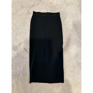 Zara Knit Pencil Skirt High Waist Bodycon Midi Black Career Size M - Picture 1 of 3