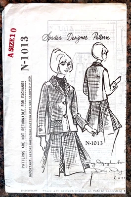 2-1965 PATRÓN DISEÑO SPADEA #N-1012 # N-1013 POR RAY AGAYHAN PARA DORIS DAY TALLA 10 Foto 1 de 4