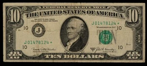 FR 2020-J* $10 1969 B Federal Reserve Note US - Star Note - SKU-CA1359 - Picture 1 of 2
