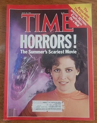Vintage 1986 TIME Magazine COVER ONLY Sigourney Weaver Aliens Movie July Horror - Image 1 of 4