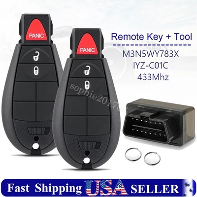 2 chaveiros para 2008 2009 2010 2011 2012 2013 2014 Dodge Grand Caravan +programador - Imagem 1 de 4