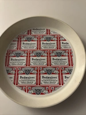 Vintage Budweiser Beer 13" Plastic Beer Tray  Serving Tray Pub Used - Image 1 of 3