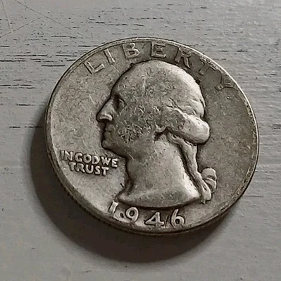 1946-P Washington Quarter 90% Silver ~ Free Shipping! #1 - Image 1 of 2