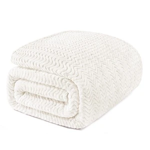 Twin Blanket for Bed, Cozy Lightweight Fleece Blankets with Decorative Wave T... - Picture 1 of 9