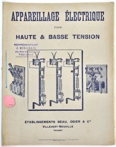 Catalogue d'APPAREILLAGE ELECTRIQUE.Beau, Ogier et Cie. Villevert-Neuville.1922. - Picture 1 of 2